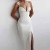 Fashion-Adyce Summer Women White Bodycon Bandage Dress Sexy V Neck Spaghetti Strap Club Celebrity Evening Runway Party Långa Klänningar