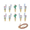 Lama Cactus Clips en bois Papier Papier Pinceau Craft Craft Tropical Alpaca Partie Santa Clip Noël Décoration de Noël pour la maison Noel