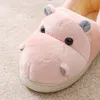 Kapcie damskie Home Bawełna Buty Room Cute Hippo Zwierząt Pluszowe Kapcie Kryte Buty rodzinne Niepoślizgowe 201204