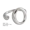 Minimalistischer ovaler O-förmiger Buchstaben Hollow 925 Sterling Silber Ring für Frauen Geometrischer asymmetrischer Schmuck Whole1347R