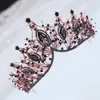 KMVEXO Barocco oro rosa cristallo nero diadema da sposa strass diadema corona da spettacolo per spose fascia accessori per capelli da sposa Y330N