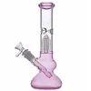 Tubo de agua de Bong de vidrio rosa Tubos de agua para fumar con filtro de árbol de 4 brazos Percolador Reciclador de panal Plataformas de aceite Junta macho de 14 mm