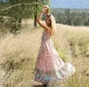 Ravern Casual Boho Dress Women Summer Spaghetti Riem strandjurk Sexy V Neck Women Maxi Jurken Long Vestidos T200416