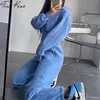 Kadın Eşofman Kırpma Üst Hoodies İki Adet Set Yüksek Bel Kazak Kapüşonlu Joggers Takım Elbise Kadın Sonbahar Bayan Sportwear Setleri 220308
