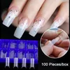 False Nails 100pcs / Box Square Square Tips per unghie francese U / C Curve Copertura integrale Acrilico Artificiale Acrilico Fake Extension Salon