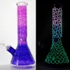 Resplandor en la oscuridad Big Bongs Tuberías de agua Tubo recto Bong de vidrio Cachimbas Plataformas petroleras Percolador Heady Glass Beaker Base 3D Trabajo hecho a mano 7 mm de espesor