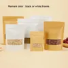 White Kraft Paper Bag Stand Up 30*40cm Gift Dried Food Fruit Tea Packaging Pouches Kraft Paper Window Bag Retail Zipper Self Sealing Bags