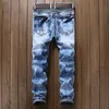 Prosty prany multi suwak spodnie homme plisowany rowerzysta dżinsy spodnie męskie slim fit design denim spodnie dla mężczyzn