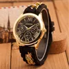 Newest Wristwatches Numerals Roma Geneva Stainless Steel Watch Silicone Chain Band Quartz watches Women Crystal Gold Wristwatch