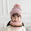 Bambini Maschera lavorata a maglia Cappello Sciarpa Spessa Calda Inverno Set da equitazione Moda per ragazze Berretti traspiranti Maschera Sciarpa Berretto di lana DDA806