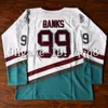 Mighty Ducks Movie Jerseys 66 Gordon Bombay 96 Charlie Conway 99 Adam Banks 44 Fulton Reed 21 Dean Portman 8 Teemu Selanne 9 Paul Kariya Greg Goldberg Hockey Groen Wit