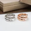 BUIGARI TOP kwaliteit ring luxe sieraden dames diamanten 18K verguld ontwerper officiële reproducties hoogste teller kwaliteit paar ringen groothandel