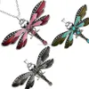 Antik silver rhinestone dragonfly halsband emalj slända hängsmycke kvinnor mode smycken kommer och sandiga droppe fartyg