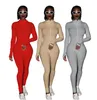 Streetwear Rits Gebreide Sexy Bodycon Lucky Label Jumpsuit Vrouwen Algehele Lange Mouwen Skinny Rompertjes Womens Jumpsuit Vrouw