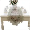 Table Runner Clots Home Textiles Flac de jardin Fleur brod￩e verte Top Europe Europe Lace Pastoral Print Decoration Runners4105016