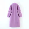 Zimowe fioletowe sztuczne futra płaszcze kobiety ciepłe lambwolool kurtkę swobodną grubą płaszcz misy 2020 mody misy misia