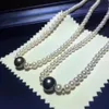 Fine Jewelry Natural Fresh Water 5mm White Peals Multi Layers Necklaces for Women Fine Pearls Necklaces Q0531