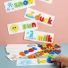 Montessori Spell Word Game Träleksaker Early Learning Jigsaw Letter Alphabet Puzzle Preschool Pedagogiska Babyleksaker för barn 201218