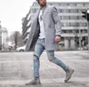 Designer Mannen Jassen Britse stijl revers nek lange mouw losse trenchcoats Casual effen kleur man bovenkleding