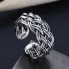 Cluster Ringen Vintage 999 Sterling Zilveren Dames Retro Dubbele Weven Lijnen Bruiloft voor Dame Party Fijne Sieraden Festival Gift