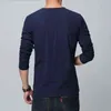 TFETTERS Style européen hommes T-shirt automne mode bouton col à manches longues couleur unie coupe régulière couverture en coton G1229