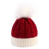 Jul Kid Hat Pom Pom Stickning Vinter Varm Mjuk Baby Toddler Virka Beanie Öra Täcka Xmas Gröna Röda Barn Stickade Mössor LJJP799