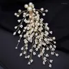 Hårklipp Barrettes Handgjorda imitation Pearl Grip Gold Color Small Flowers Clip Bridal Pin Wedding Tiara Accessories VL1