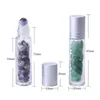 Silver Lid 10ml Clear Glass Roller Bottles For Essential Oil Eye Gel Rolling With 13 colors Stone Roller