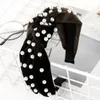 2020 Ny All-Match Pure Färg Flannel Super Fairy Beaded Wide Border Bow Hair Band Headband Ladies