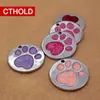 Cthold / lot circle dog paw form id märka glitter rostfritt stål tomt husdjur levererar krage tillbehör graverade berätta lj201112