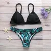 Sexig Leaf Print Bikini Kvinna Baddräkt Kvinnor Badkläder Tong Bikinis Set Swimming Passits for Bathing Suit