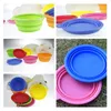 Podajniki Składany Składany Silikonowy Pies Miska Cukierki Kolor Outdoor Travel Portable Puppy Doogie Food Container Dish