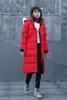 Red women 90% down fill X-Long jackets with coyote fur trim keep warm MYSTIQUE down parkas with ykk zipper