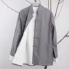 Men's Casual double deck Jacket Autumn Winter Coat Traditional Chinese Tang Suit Coat Tai Chi Uniform Cotton Tops