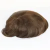 Mens Wigs europeiska mänskliga hårstycken Mens Toupee Transparent tunn hud PU Hår ersättning Färg #3 Men Systems2208