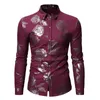 Camicia floreale bianca rosa da uomo Chemise Homme 2020 Moda Slim Fit manica lunga Camicie eleganti da uomo Party Business Casual Camicia da uomo205A