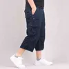 Men's Casual Long Length Cargo Shorts Multi Pocket Cotton Hot Breeches Capri Pants Tactical Military Shorts Cropped Trousers 7XL G0104