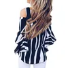 Women's Blouses & Shirts Fashion Loose Blouse Off Shoulder Bowknot Shirt Three Quarter Sleeve Flare Striped Women Tops For Daily Wear Street