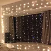 أفضل 300-LED ضوء أبيض دافئ رومانسية عيد الميلاد الزفاف في الهواء الطلق الديكور الستار سلسلة ضوء عالية السطوع سلاسل أضواء