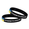 I Stand With Ucraina Braccialetti Braccialetti in gomma Braccialetti sportivi elastici in silicone Accessori bandiera blu gialla ucraina Decorazione braccialetti per feste BES121