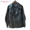 Aelegantmis Fashion Women Like Motorcycle Faux Leather Jackets Ladies с длинным рукавом осень зимней байкерской уличной одежды 201214
