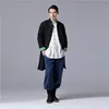 Cappotto da uomo in stile cinese autunno e inverno Lino etnico Cotone media lunghezza Cappotto folk giacca a vento in cotone lino ispessito Uomo