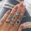 Hollow Lotu Crown Ring Ancient Silver Stackbar Knuckle Ring Women Midi Rings Summer Fashion Jewelry Will and Sandy Gift