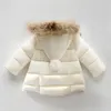 2021 nuovi arrivi giacche per neonate cappotti invernali caldi piumini giacca con cappuccio in pelliccia per bambini cappotto in cotone per bambini capispalla