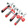 Cartoon Christmas Tree Hat keychain Merry Christmas glove key chain key holders bag hangs fashion Christmas jewelry