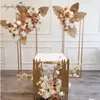 Color Golden Natural Dried Pu Fan Leaf Artificial Flower Row Arrangement Outdoor Wedding Arch Backdrop Wall Decor Hanging Floral 220311