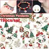 Charms Metal Jul Hängsmycke Ornaments Pärlor För Smycken Göra DIY Bracelet Örhängen Xmas Presentträd Elk Santa Claus Snowman