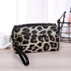 Moda leopardo impresión bolsa de almacenamiento portátil cepillo cosmético bolso de gran capacidad pu bolsa de lavado a prueba de agua