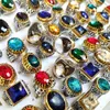 Wholeseale lots 20pcs/lot Luxury Crystal Stone Silver Gold Charm Ring Men Women Vintage Silver Alloy Zircon Rings Colorful Wedding Engagement Jewelry