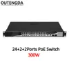 24 10/100 Mbps PoE Network Switch Standard 802.3AF / bij Switch met 2 * 1000 Mbps Uplink en 2 Gigabit SFP voor IP-camera, draadloze ap